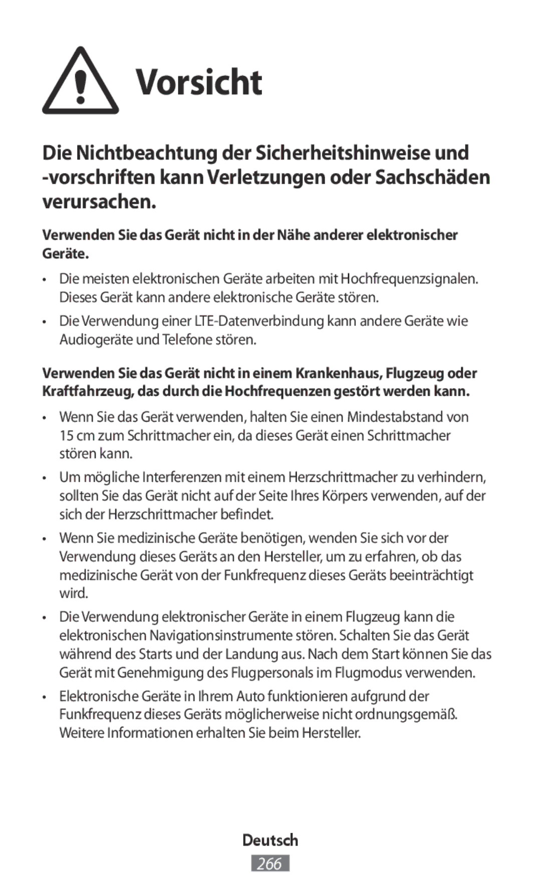 Samsung SM-G130HZWDXFE, SM-G130HZWNVDR manual Vorsicht, Vorschriften kann Verletzungen oder Sachschäden verursachen 