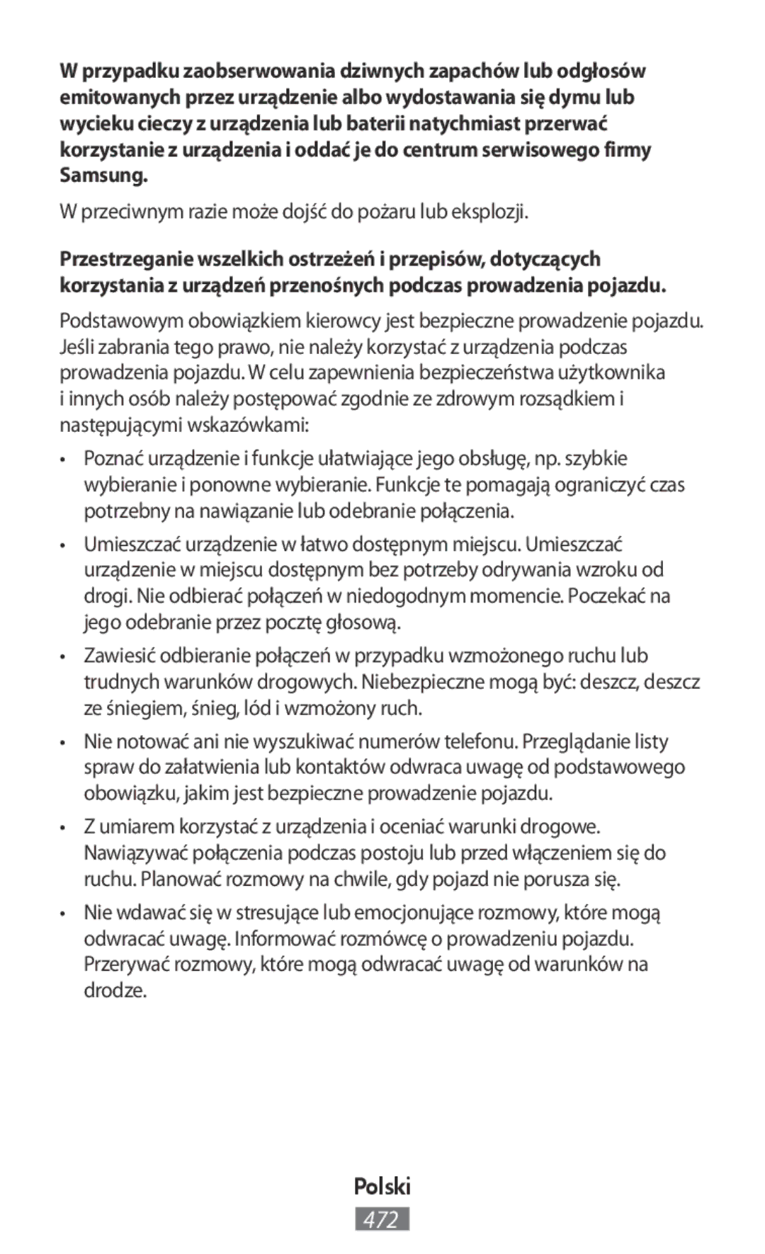 Samsung SM-G130HZAAXFE, SM-G130HZWNVDR, SM-G130HZWNDDE, SM-G130HZWNDBT Przeciwnym razie może dojść do pożaru lub eksplozji 