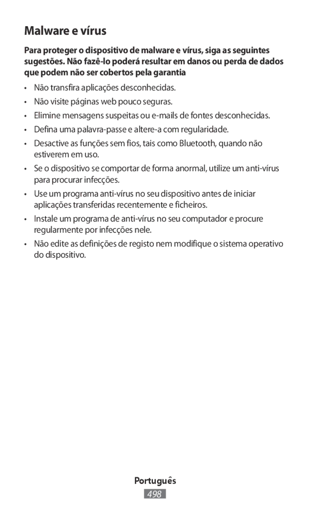 Samsung SM-G130HZANORS, SM-G130HZWNVDR, SM-G130HZWNDDE, SM-G130HZWNDBT, SM-G130HZANSEB, SM2G130HZWNDDE manual Malware e vírus 