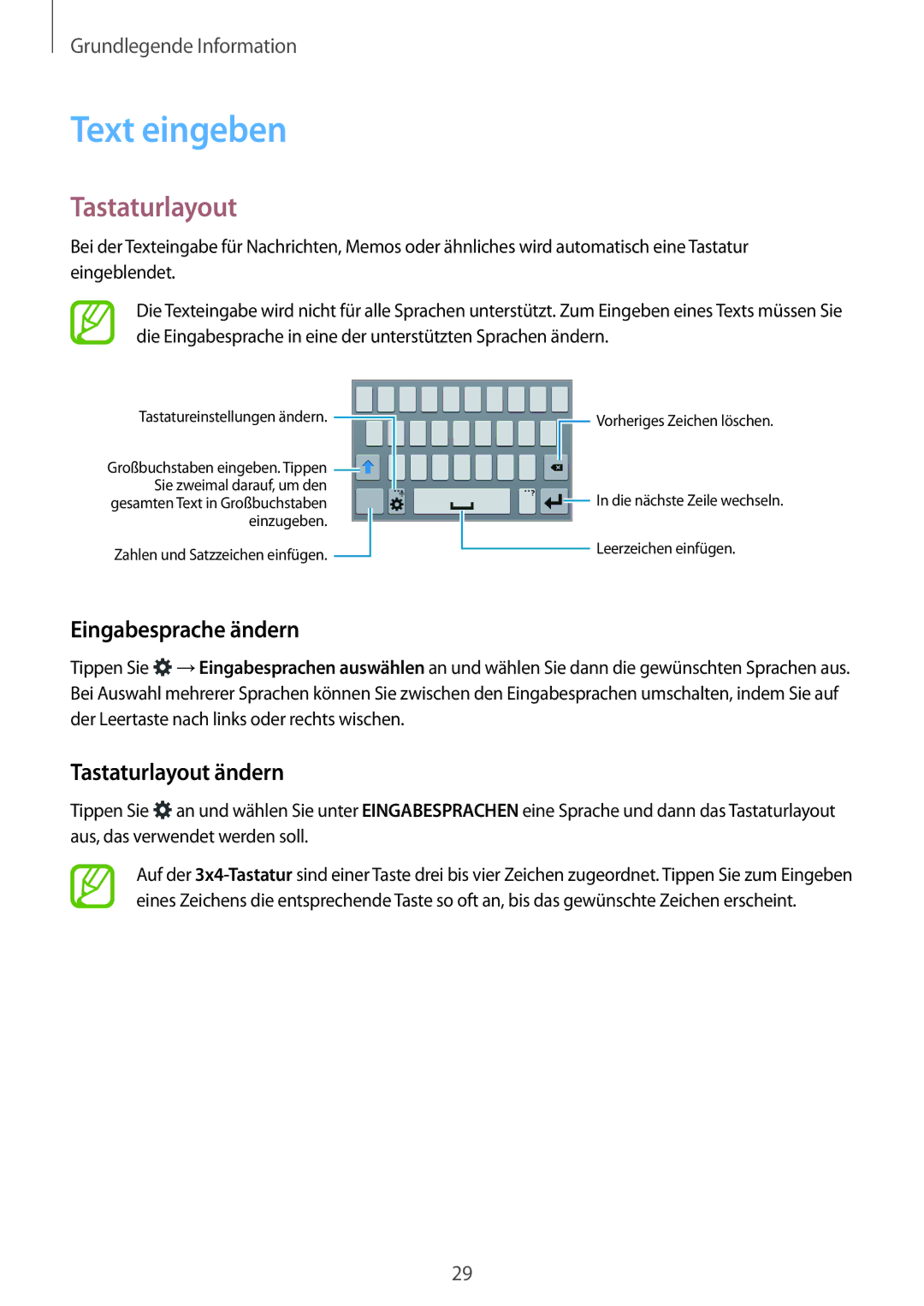 Samsung SM-G130HZWNSEB, SM-G130HZWNVDR, SM-G130HZWNDDE manual Text eingeben, Eingabesprache ändern, Tastaturlayout ändern 