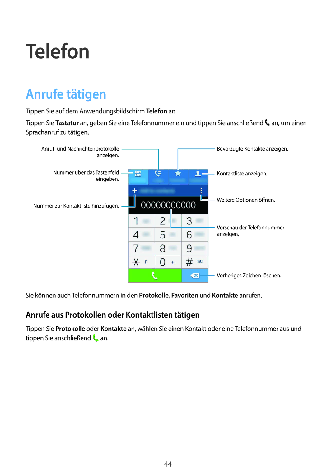 Samsung SM-G130HZWNVDR, SM-G130HZWNDDE manual Telefon, Anrufe tätigen, Anrufe aus Protokollen oder Kontaktlisten tätigen 