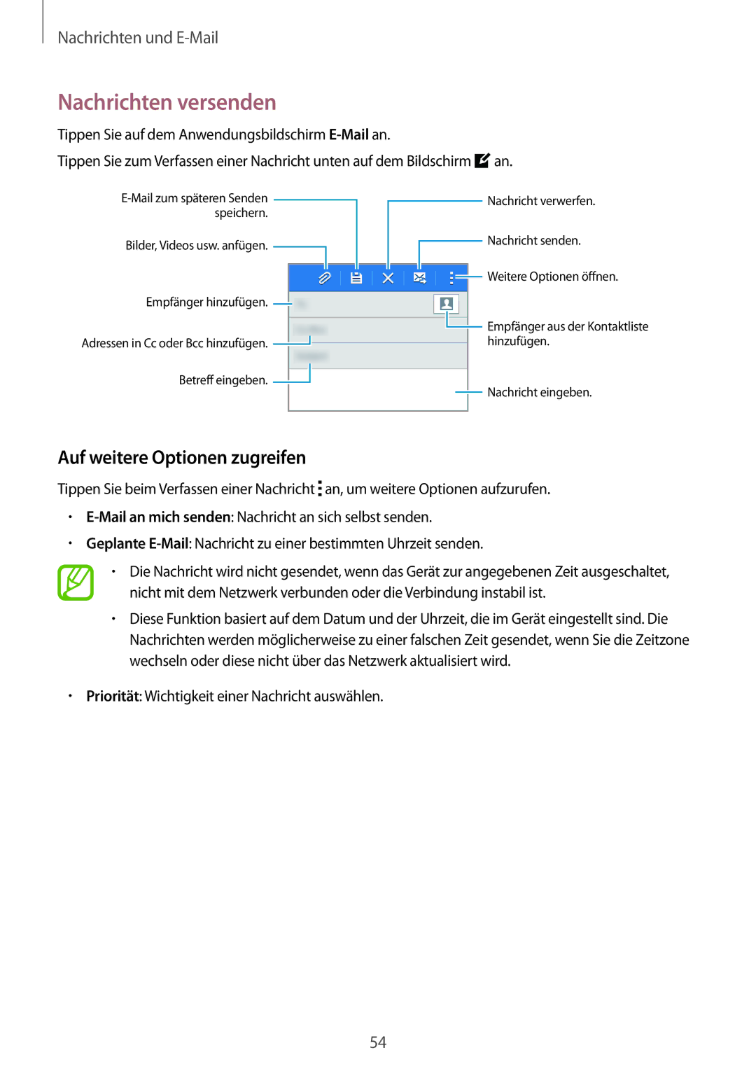 Samsung SM-G130HZANCOS, SM-G130HZWNVDR, SM-G130HZWNDDE, SM-G130HZWNDBT Nachrichten versenden, Auf weitere Optionen zugreifen 