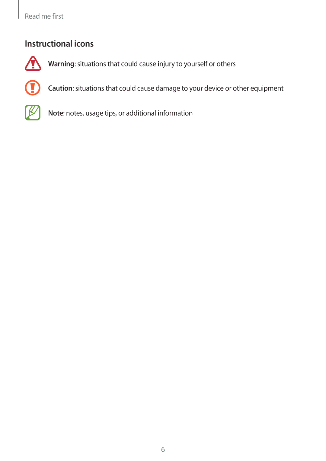 Samsung SM-G130MZAAPCL, SM-G130MZAAILO, SM-G130MZWAILO, SM-G130MZWAPCL manual Instructional icons 