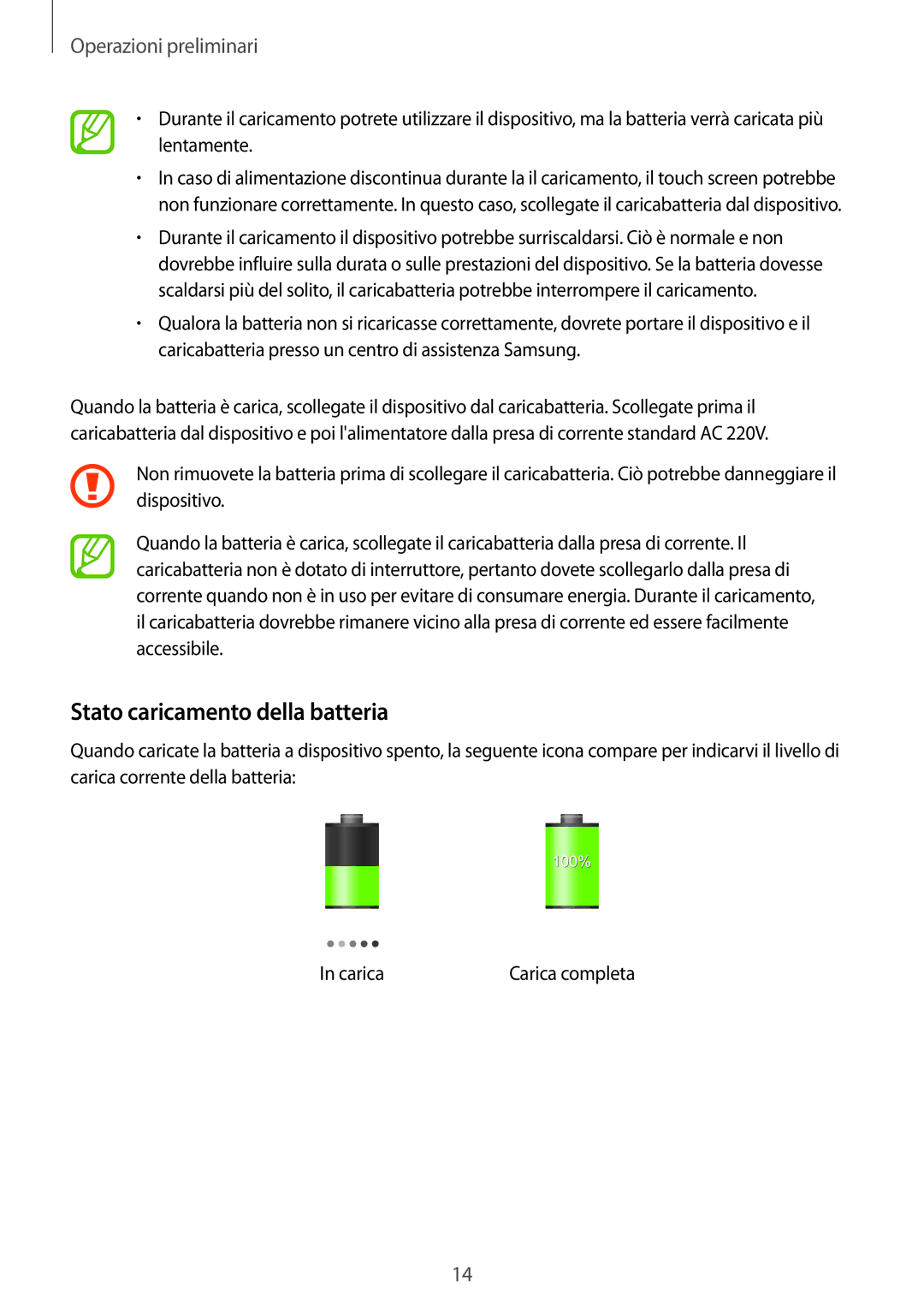 Samsung SM-G310HZWNOMN, SM-G310HZANDBT, SM-G310HZWNITV, SM-G310HZANITV, SM-G310HZANOMN manual Stato caricamento della batteria 