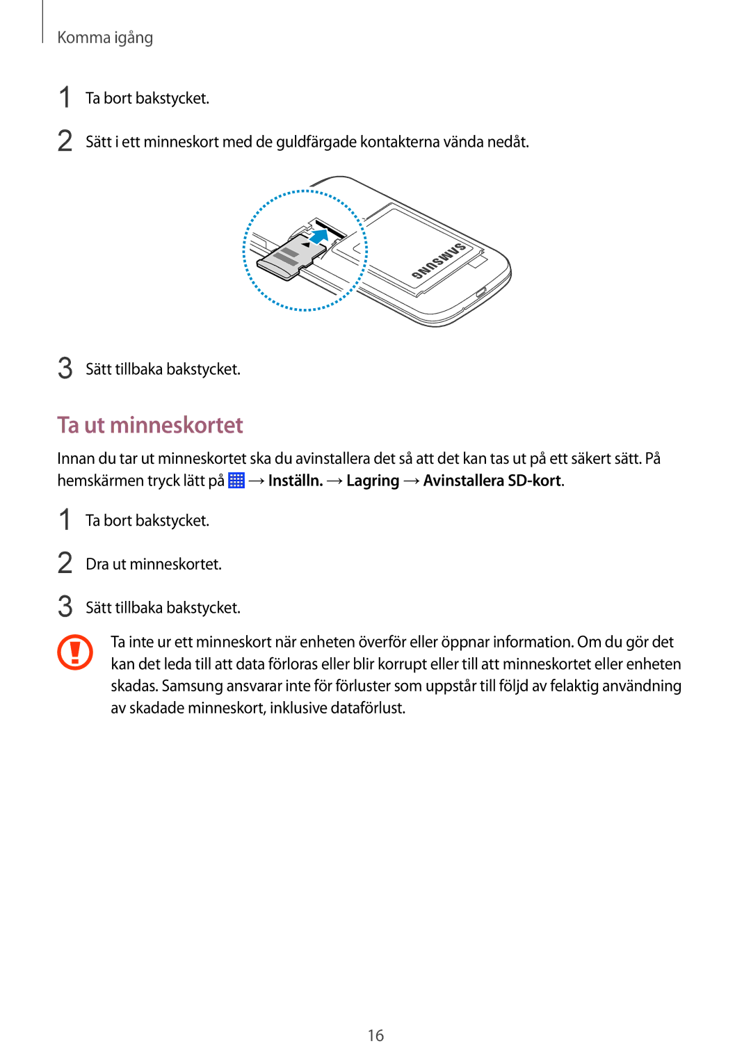 Samsung SM-G310HZBNNEE, SM-G310HZANNEE, SM-G310HZWNNEE manual Ta ut minneskortet 