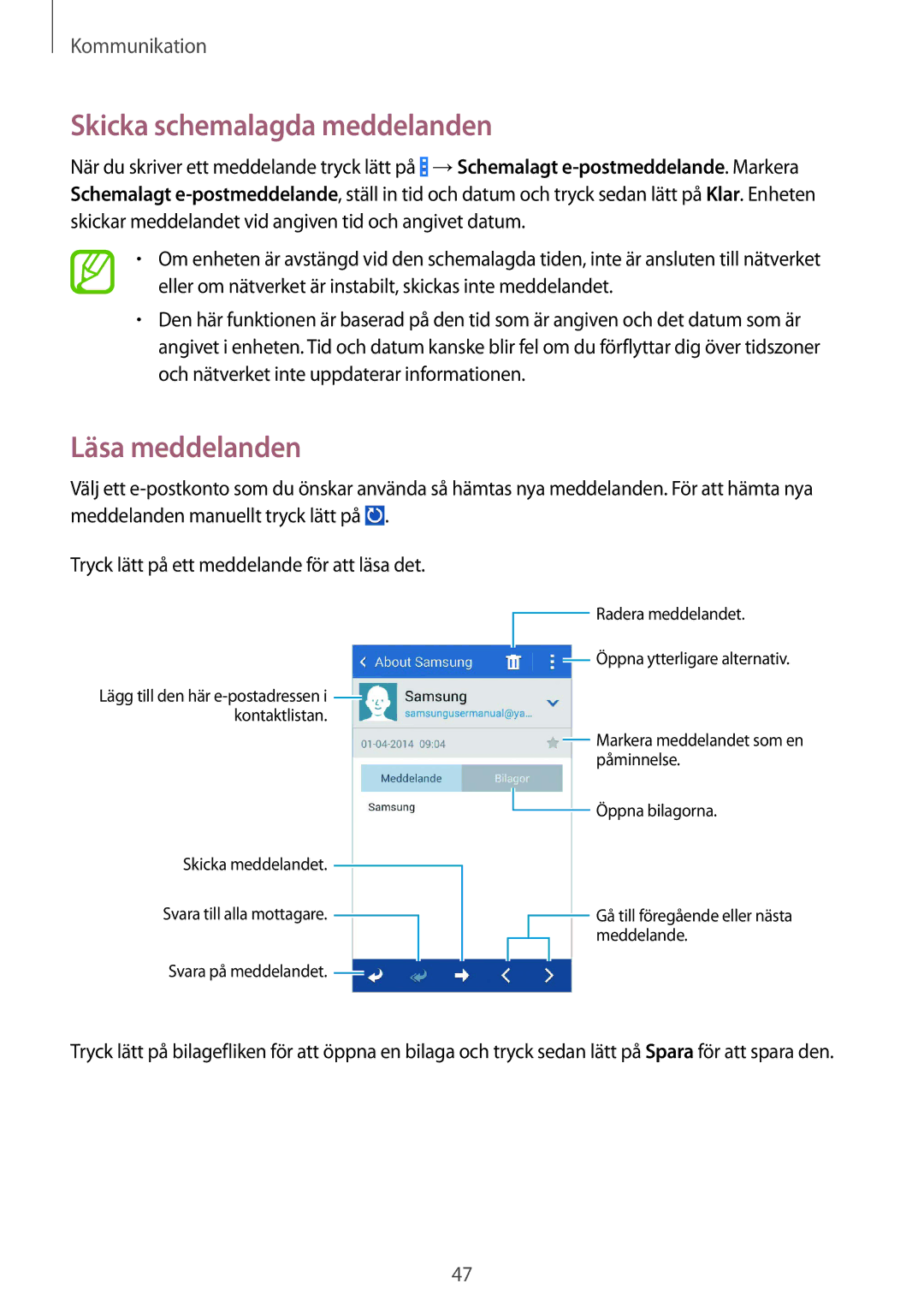 Samsung SM-G310HZWNNEE, SM-G310HZANNEE, SM-G310HZBNNEE manual Läsa meddelanden 