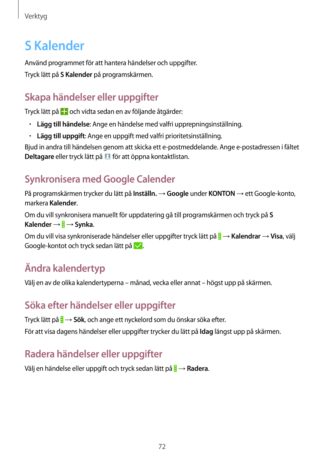 Samsung SM-G310HZANNEE, SM-G310HZBNNEE, SM-G310HZWNNEE manual Kalender 