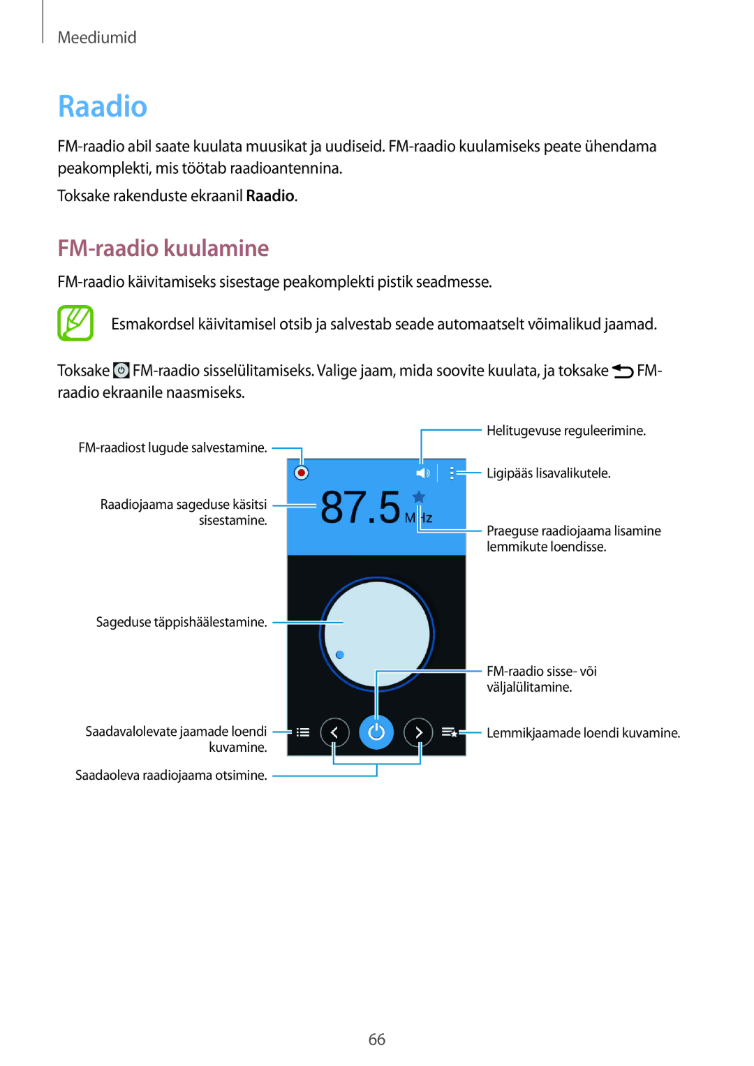 Samsung SM-G310HZANSEB, SM-G310HZWNSEB manual Raadio, FM-raadio kuulamine 