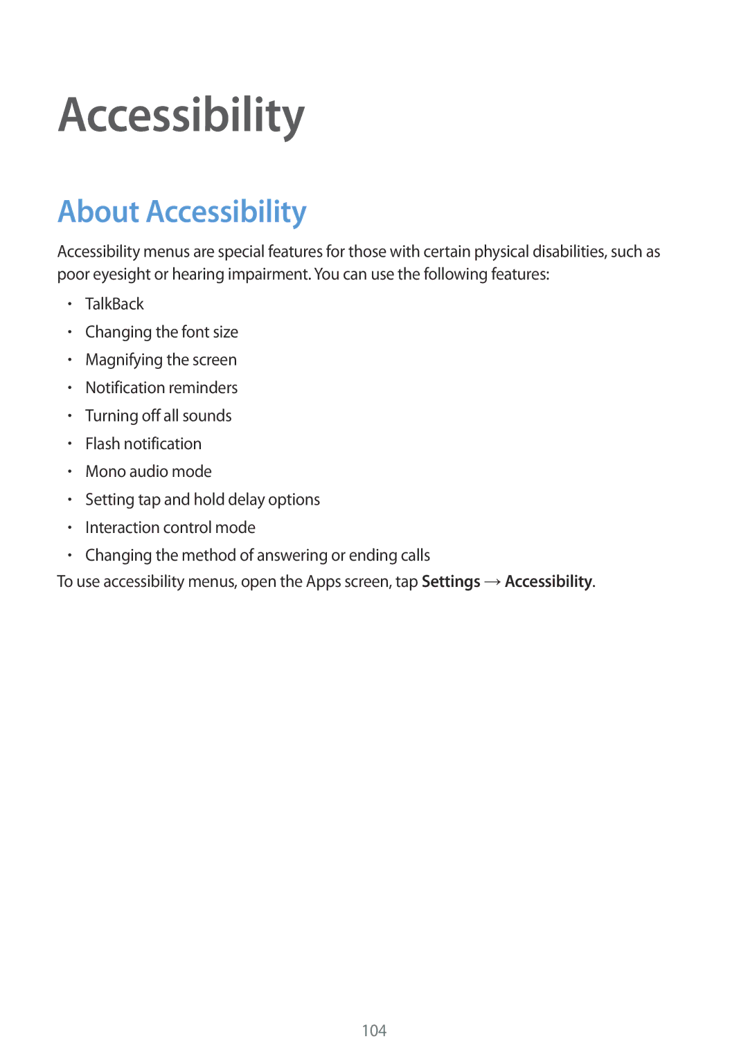 Samsung SM-G313HRWDBTC, SM-G313HHAHEGY, SM-G313HRWAKSA, SM-G313HRWBTUN, SM-G313HRWHBTC, SM-G313HRWHCAC About Accessibility 