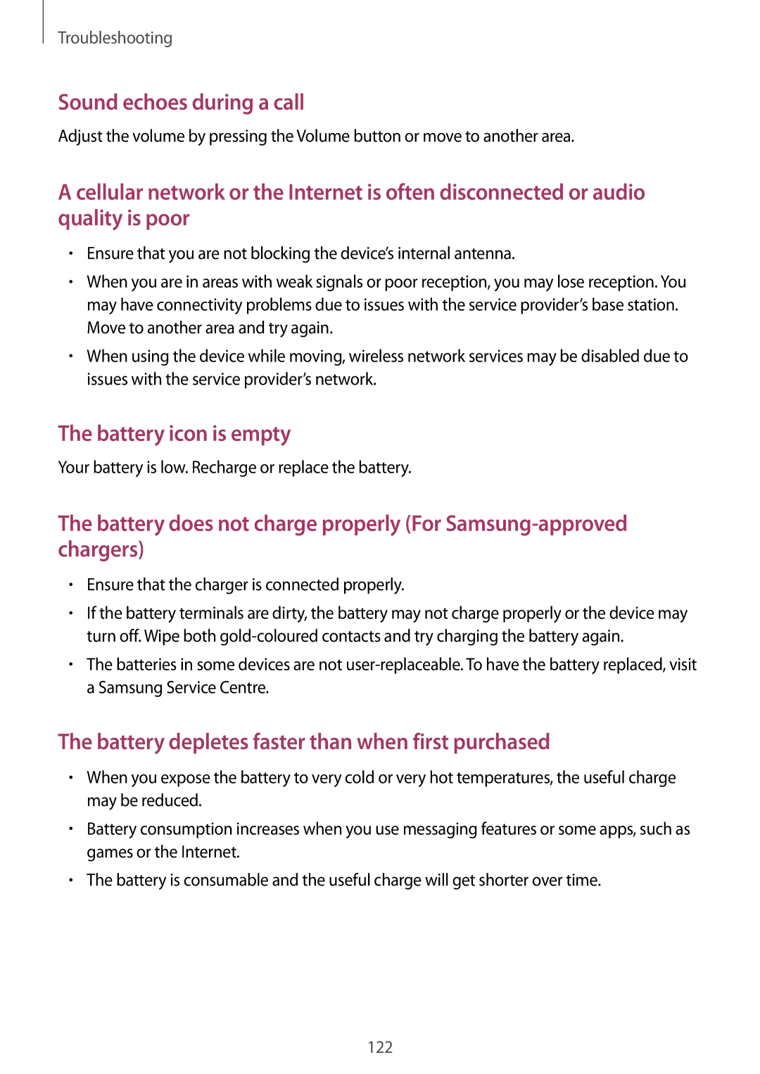 Samsung SM-G313HRWHEGY Your battery is low. Recharge or replace the battery, Ensure that the charger is connected properly 