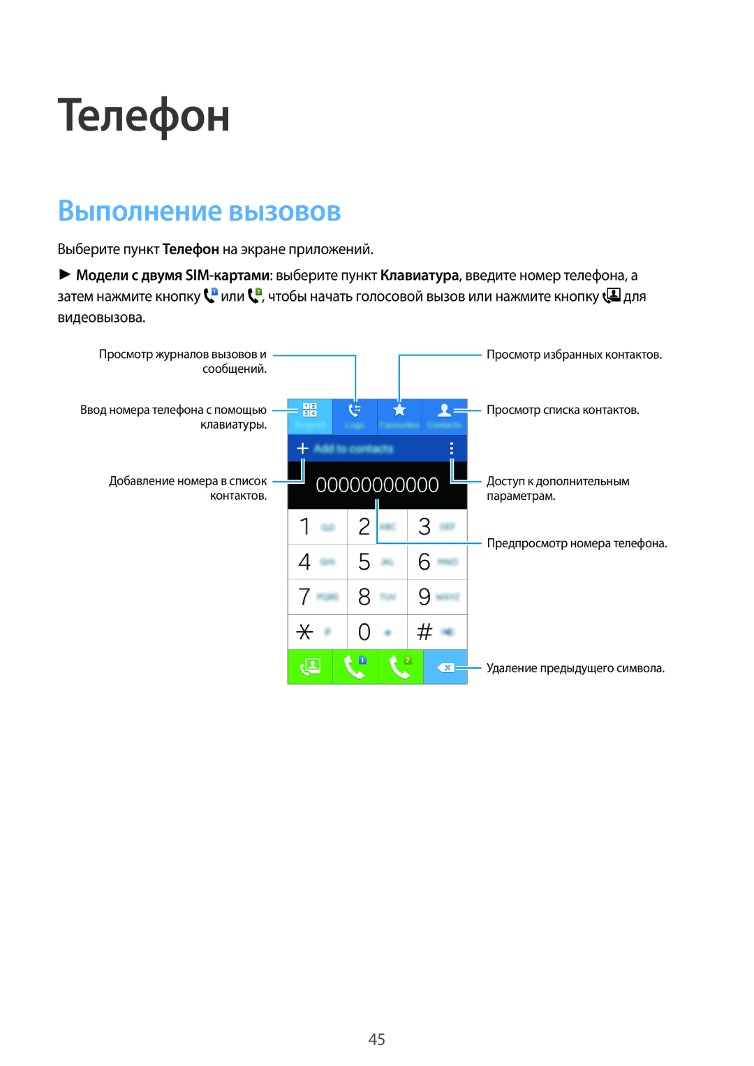 Samsung SM-G313HRWHSEB, SM-G313HHAHSEB, SM-G313HHAHSER, SM-G313HRWHSER manual Телефон, Выполнение вызовов 