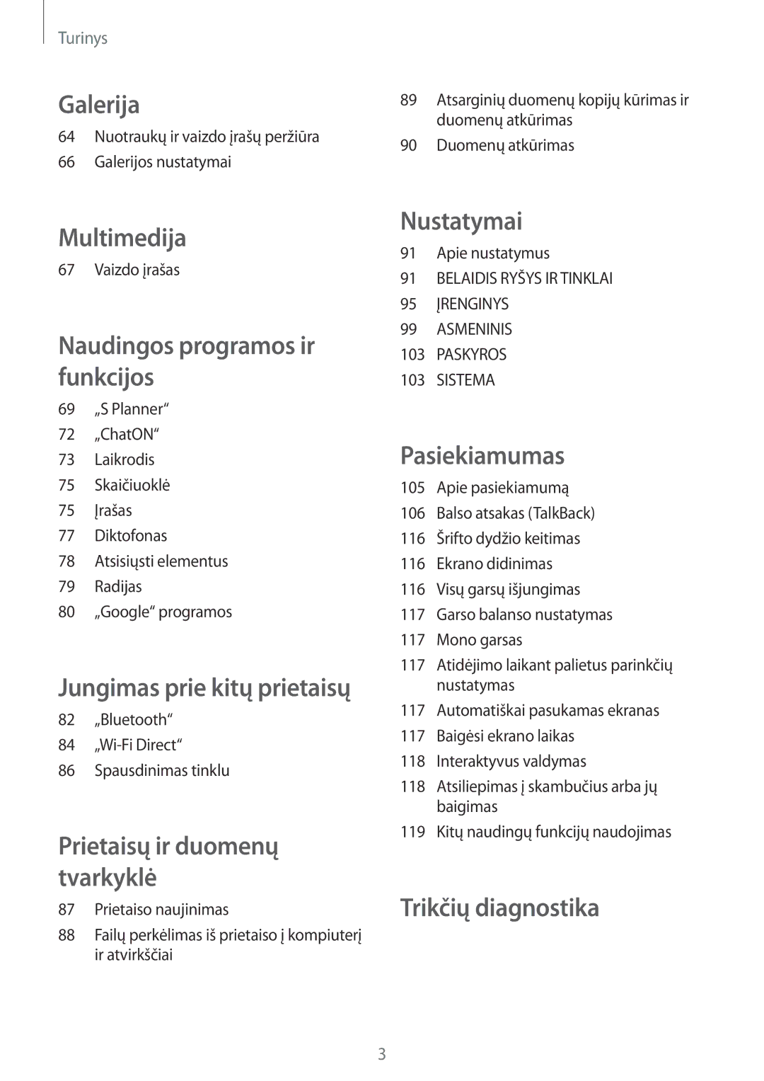 Samsung SM-G313HRWHSEB manual Nuotraukų ir vaizdo įrašų peržiūra Galerijos nustatymai, Vaizdo įrašas, Apie nustatymus 