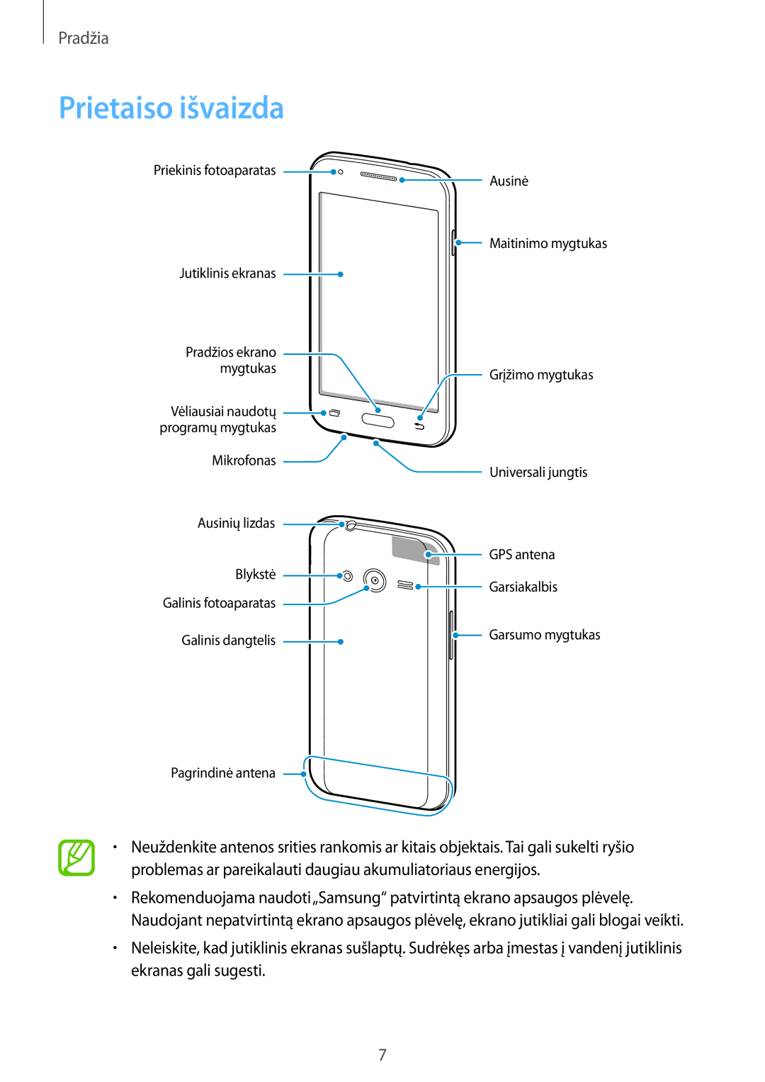 Samsung SM-G313HRWHSEB, SM-G313HHAHSEB manual Prietaiso išvaizda 