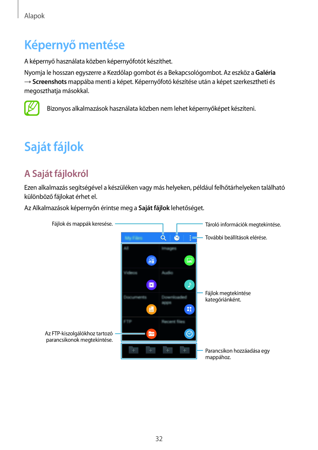 Samsung SM-G313HHAHXEH, SM-G313HRWHXEH manual Képernyő mentése, Saját fájlokról 