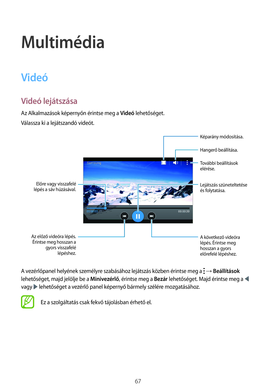Samsung SM-G313HRWHXEH, SM-G313HHAHXEH manual Multimédia, Videó lejátszása 