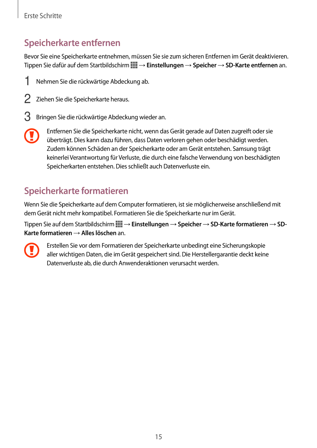 Samsung SM-G313HHANSEB, SM-G313HRWNDBT, SM-G313HRWNSEB, SM-G313HHANDBT Speicherkarte entfernen, Speicherkarte formatieren 