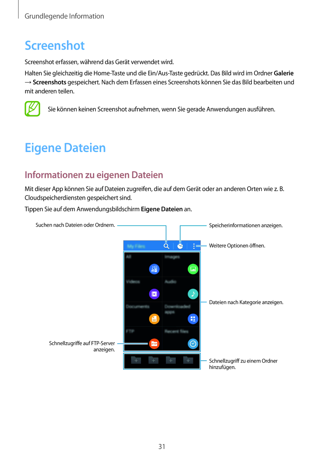 Samsung SM-G313HHANSEB, SM-G313HRWNDBT, SM-G313HRWNSEB manual Screenshot, Eigene Dateien, Informationen zu eigenen Dateien 