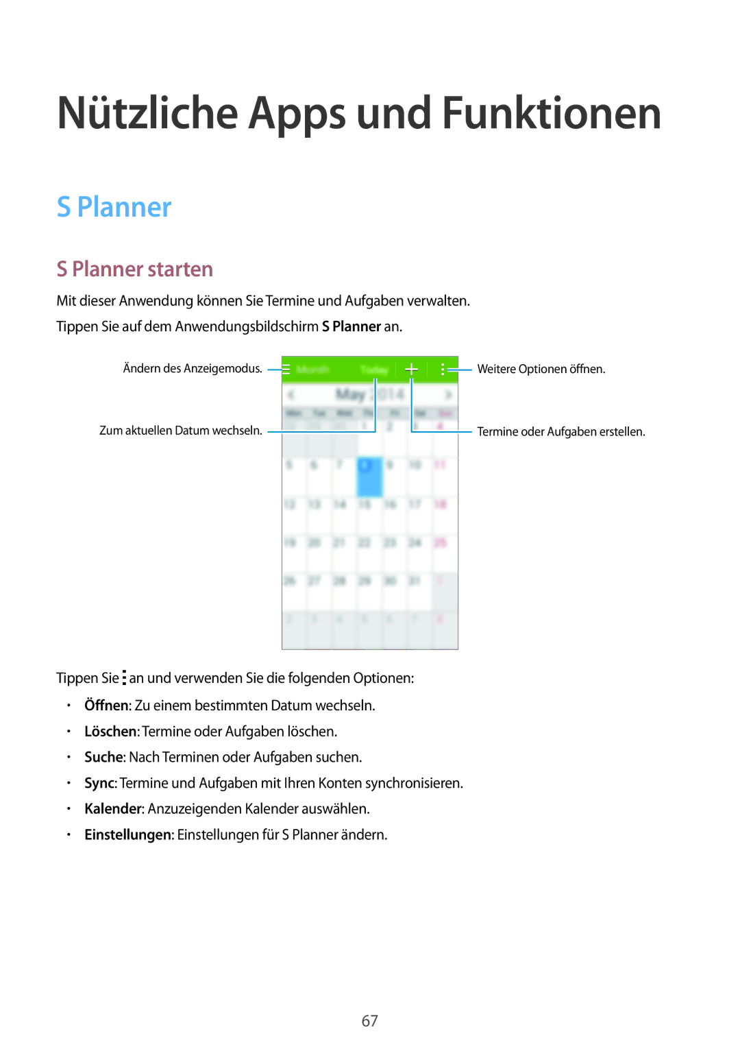 Samsung SM-G313HHANSEB, SM-G313HRWNDBT, SM-G313HRWNSEB, SM-G313HHANDBT manual Planner starten 