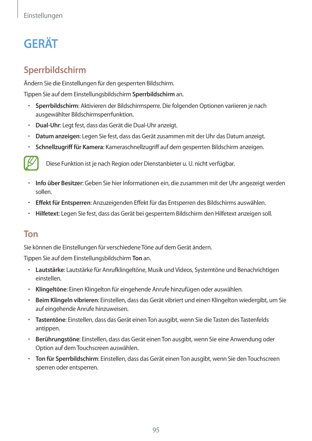 Samsung SM-G313HHANSEB, SM-G313HRWNDBT, SM-G313HRWNSEB, SM-G313HHANDBT manual Sperrbildschirm, Ton 
