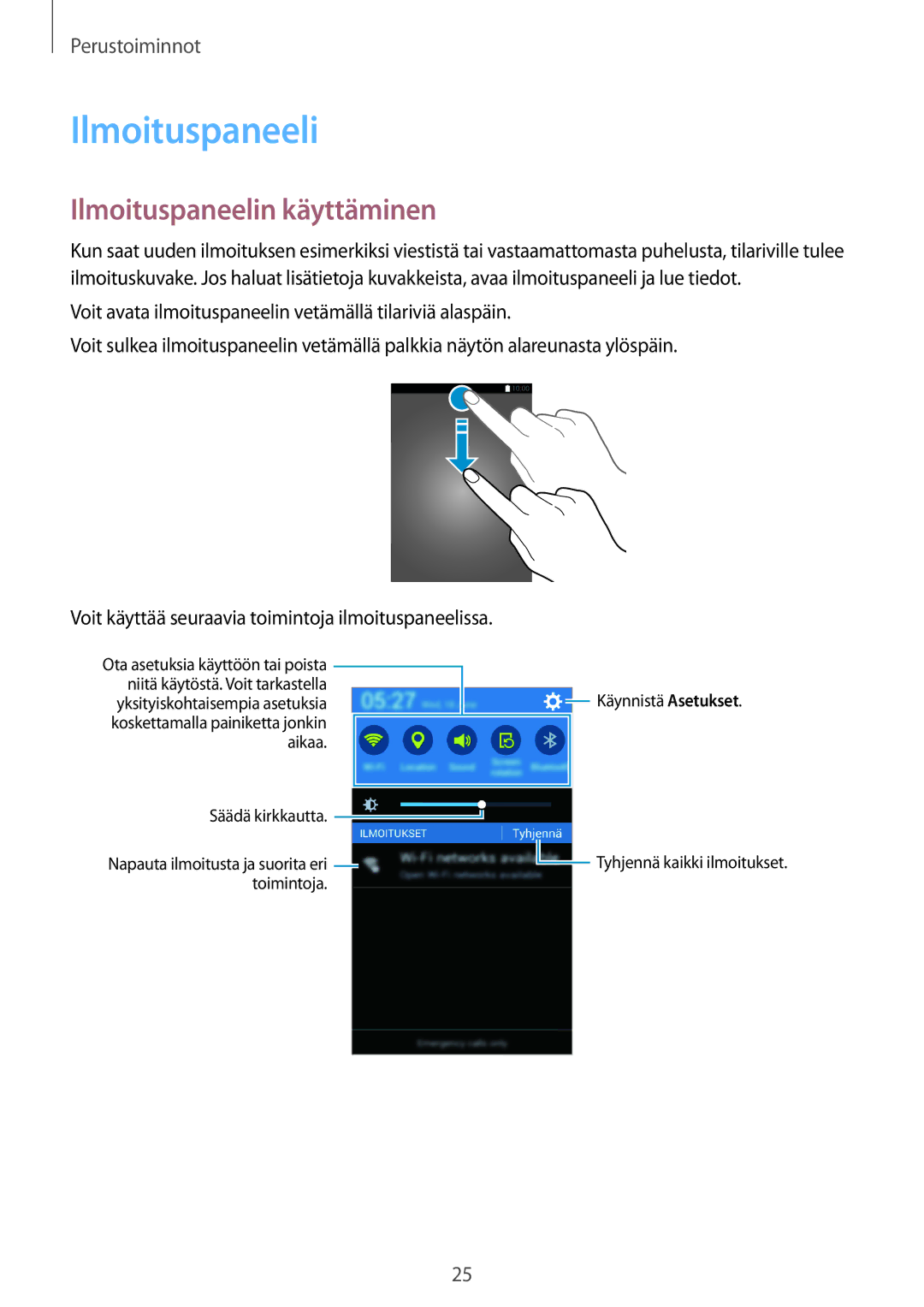 Samsung SM-G313HRWNNEE, SM-G313HRWNTEN, SM-G313HHANNEE, SM-G313HHANTEN manual Ilmoituspaneelin käyttäminen 