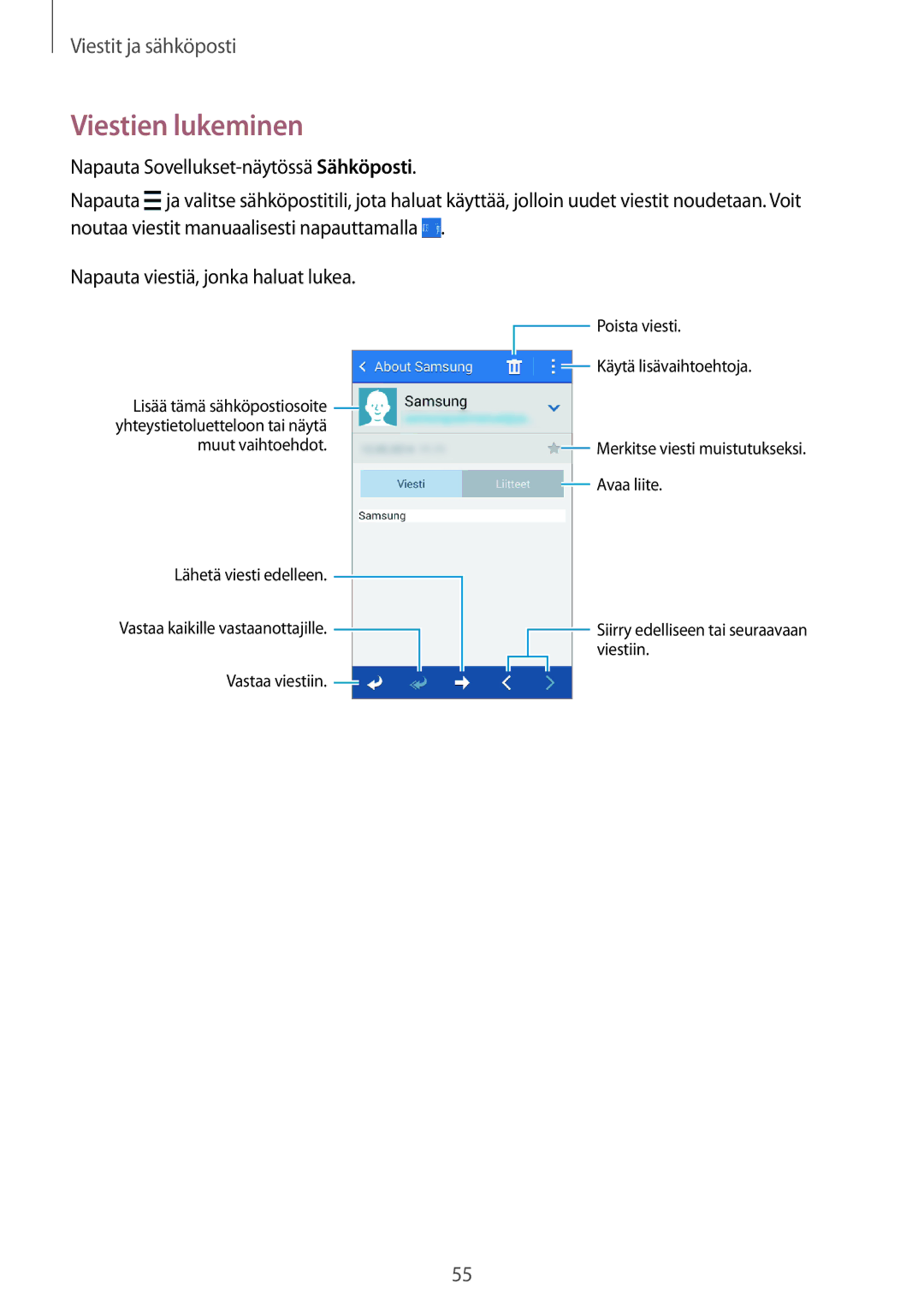 Samsung SM-G313HHANTEN, SM-G313HRWNTEN, SM-G313HRWNNEE, SM-G313HHANNEE manual Viestien lukeminen 