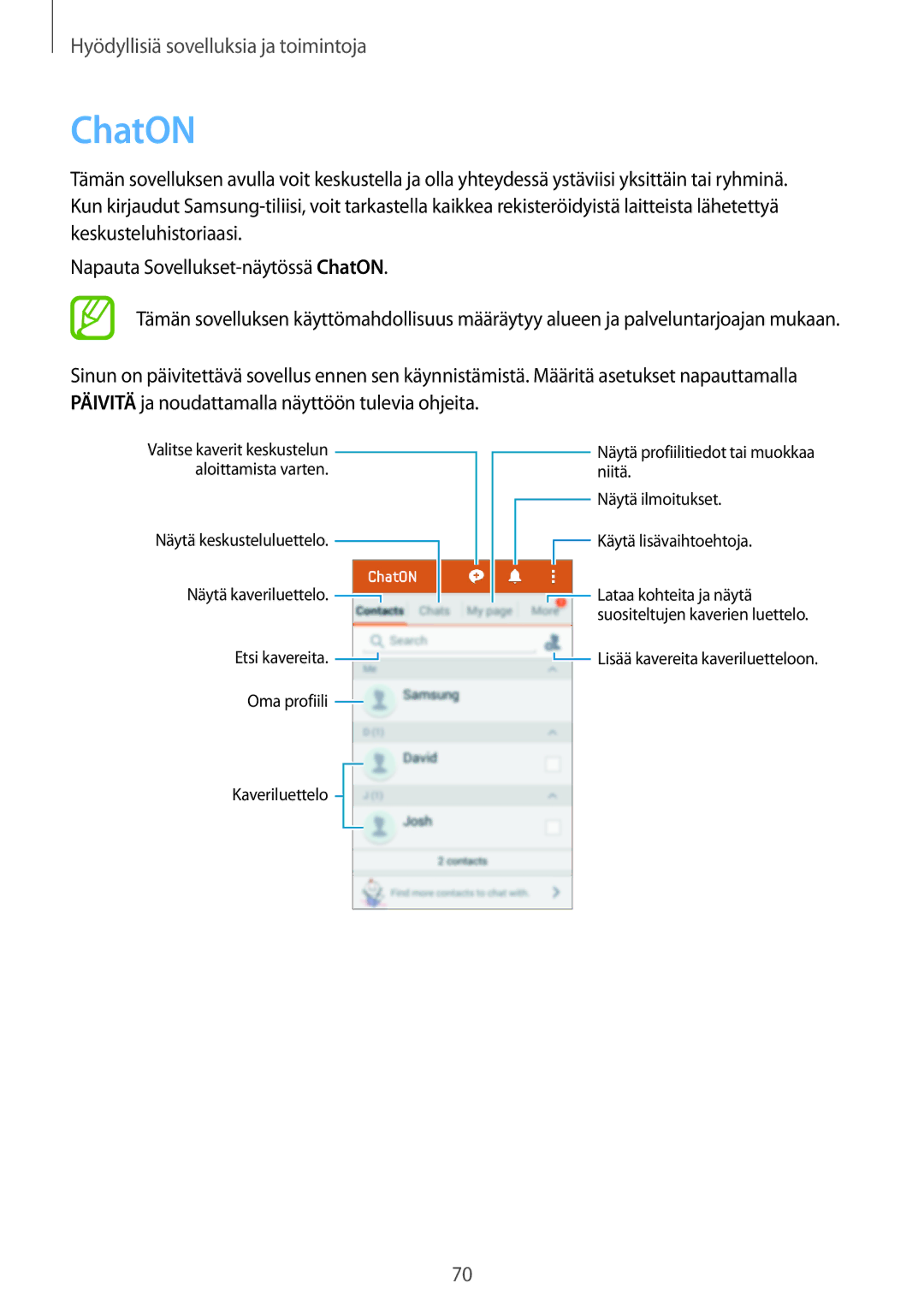 Samsung SM-G313HHANNEE, SM-G313HRWNTEN, SM-G313HRWNNEE, SM-G313HHANTEN manual ChatON 