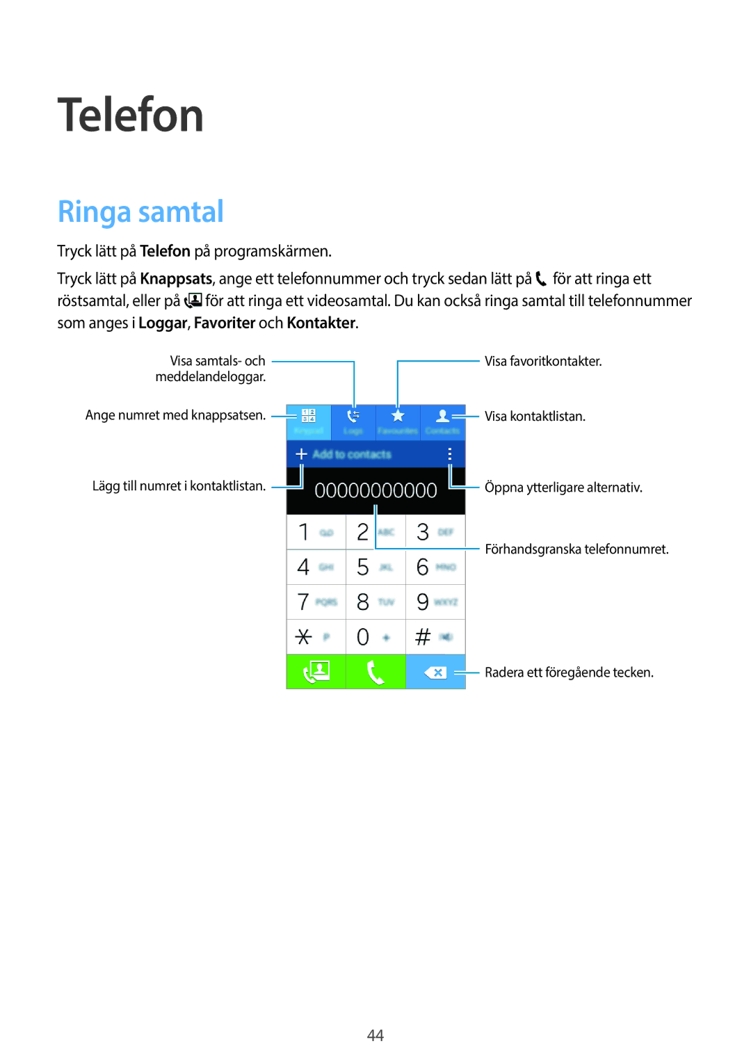 Samsung SM-G313HRWNTEN, SM-G313HRWNNEE, SM-G313HHANNEE, SM-G313HHANTEN manual Telefon, Ringa samtal 