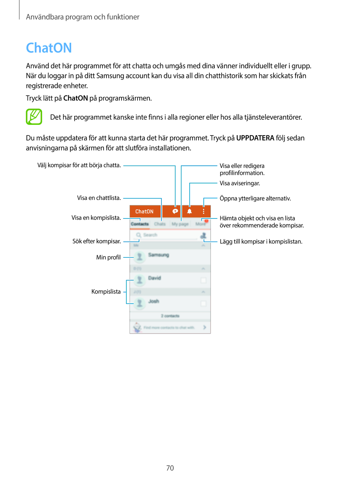 Samsung SM-G313HHANNEE, SM-G313HRWNTEN, SM-G313HRWNNEE, SM-G313HHANTEN manual ChatON 