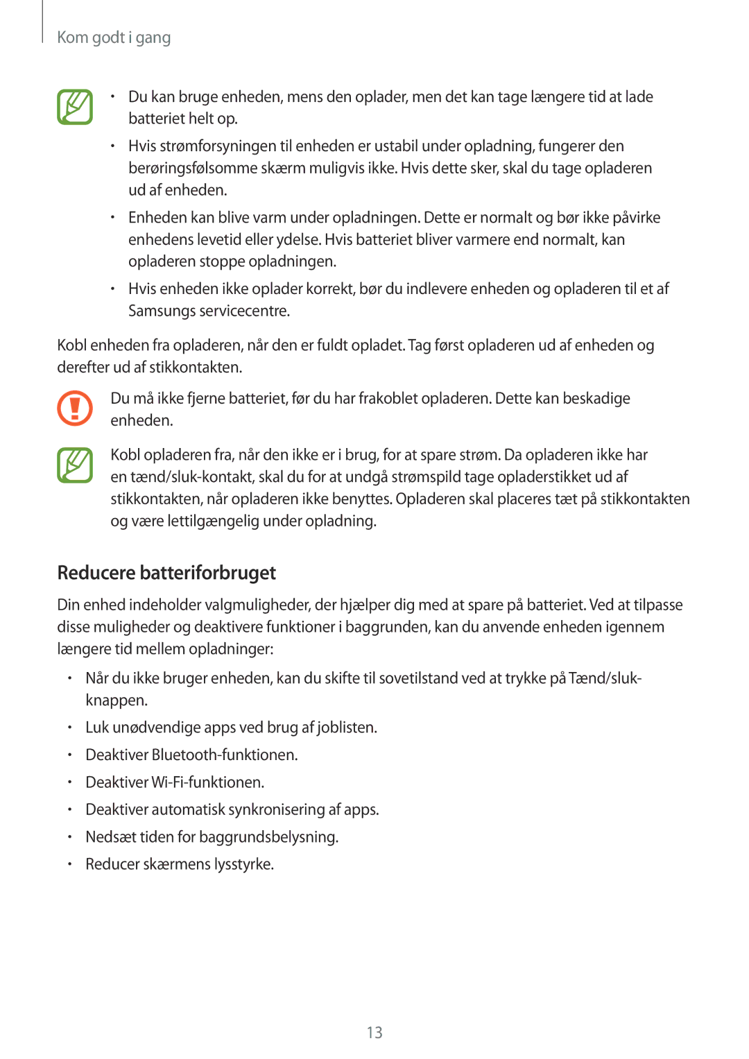 Samsung SM-G313HRWNNEE, SM-G313HRWNTEN, SM-G313HHANNEE, SM-G313HHANTEN manual Reducere batteriforbruget 