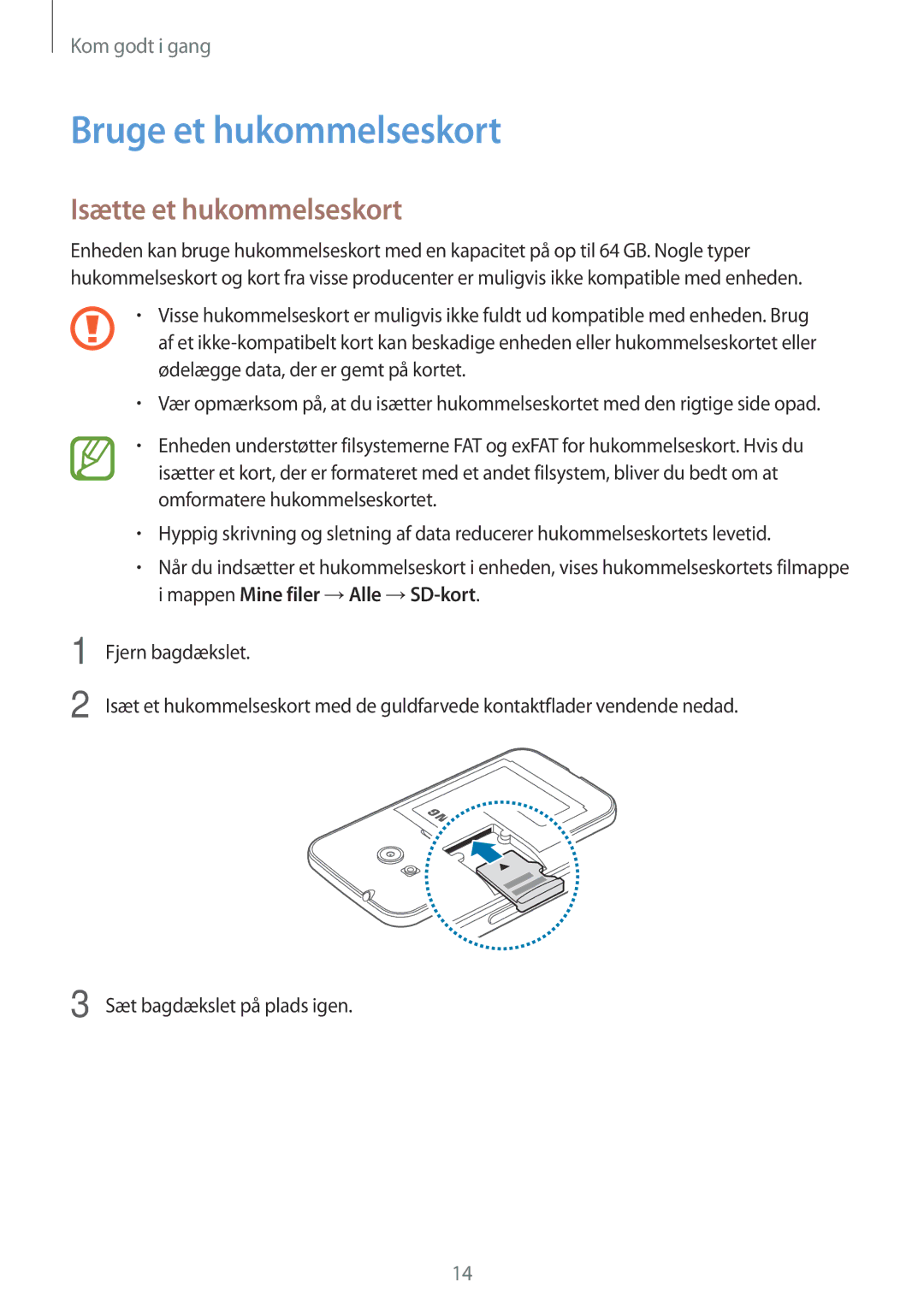 Samsung SM-G313HHANNEE, SM-G313HRWNTEN, SM-G313HRWNNEE, SM-G313HHANTEN Bruge et hukommelseskort, Isætte et hukommelseskort 