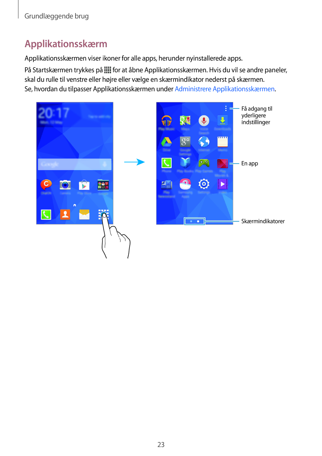 Samsung SM-G313HHANTEN, SM-G313HRWNTEN, SM-G313HRWNNEE, SM-G313HHANNEE manual Applikationsskærm 