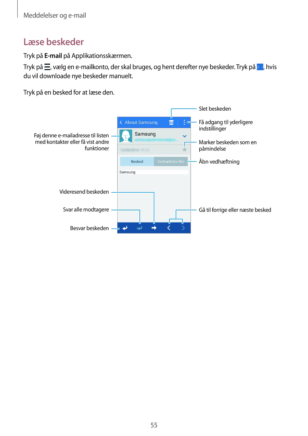 Samsung SM-G313HHANTEN, SM-G313HRWNTEN, SM-G313HRWNNEE, SM-G313HHANNEE manual Læse beskeder 