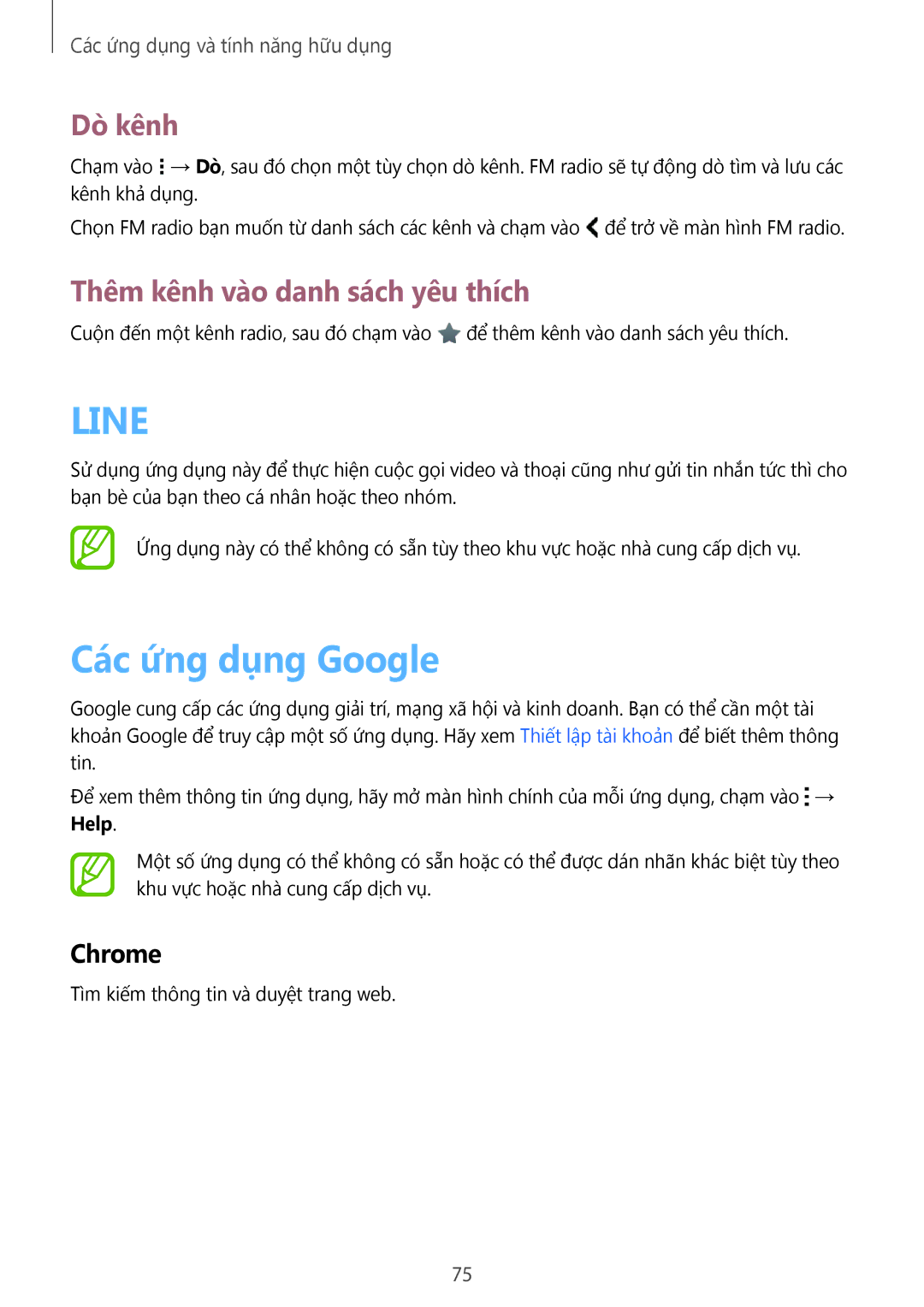 Samsung SM-G313HRWZXXV, SM-G313HZKZXXV manual Các ứng dụng Google, Dò kênh, Thêm kênh vào danh sách yêu thích 