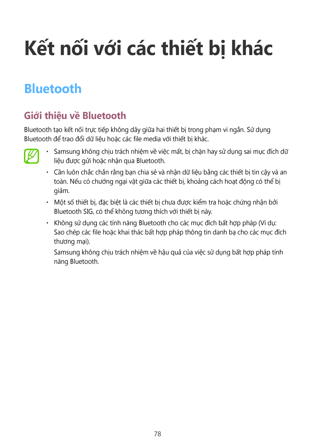 Samsung SM-G313HZKZXXV, SM-G313HRWZXXV manual Kết nối với các thiết bị khác, Giới thiệu về Bluetooth 