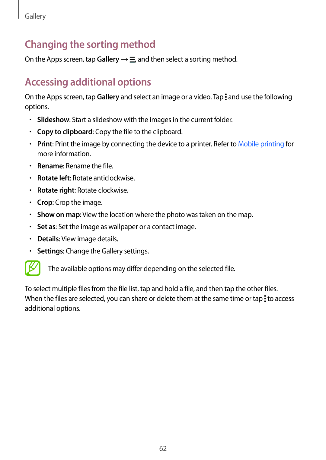 Samsung SM-G313HZKZXXV, SM-G313HRWZXXV manual Changing the sorting method 