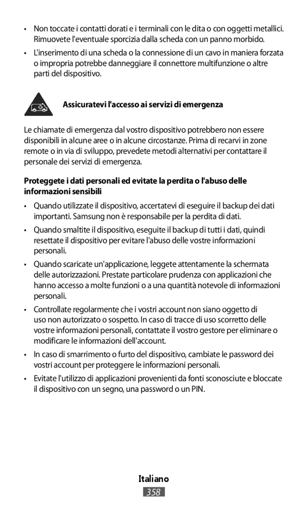 Samsung SM-G313FRWAPTR, SM-G316HHAHKSA, SM-G313FHAAKSA, SM-G313FRWAKSA manual Assicuratevi laccesso ai servizi di emergenza 