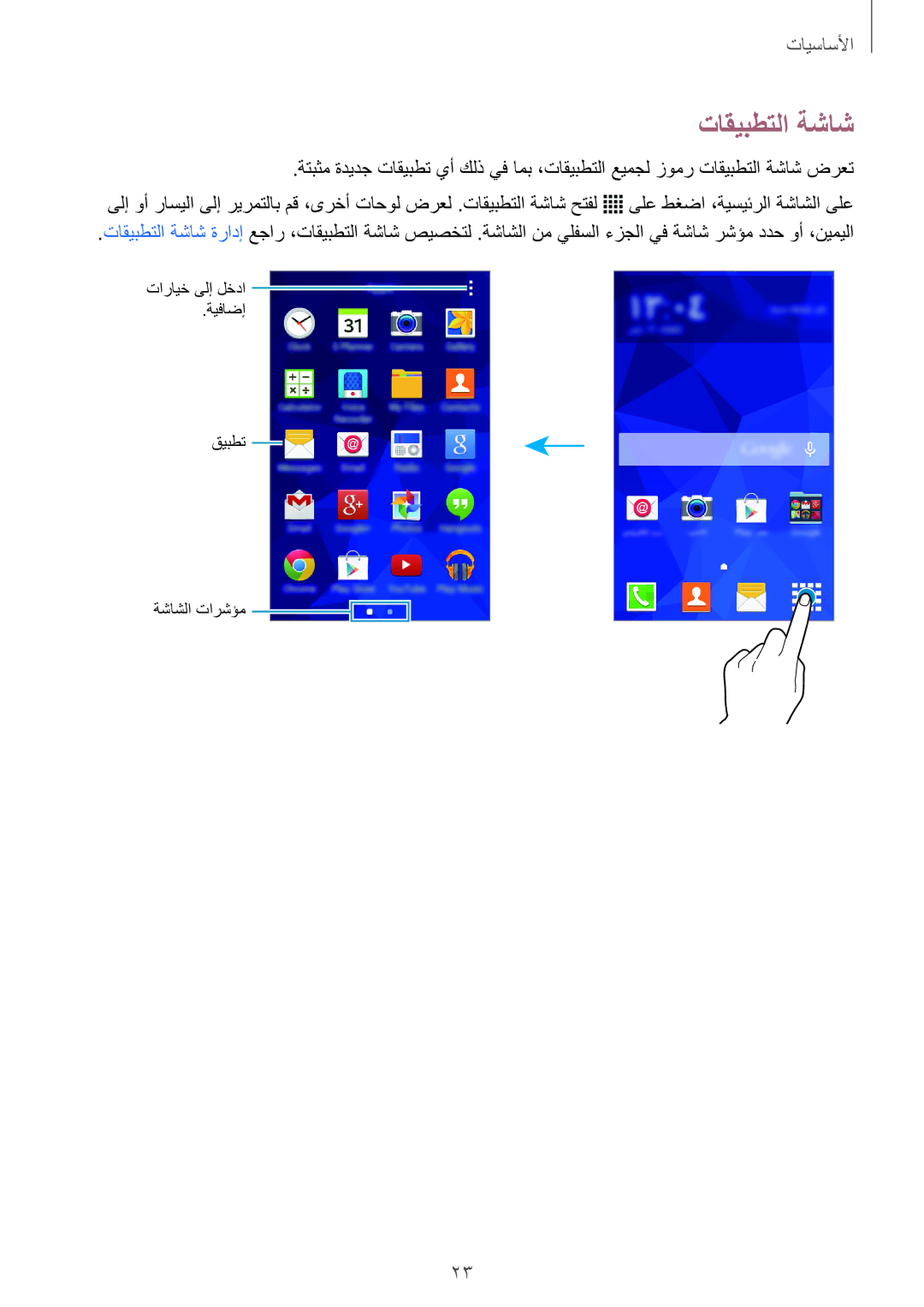 Samsung SM-G316HRWHKSA, SM-G316HHAHKSA manual تاقيبطتلا ةشاش 