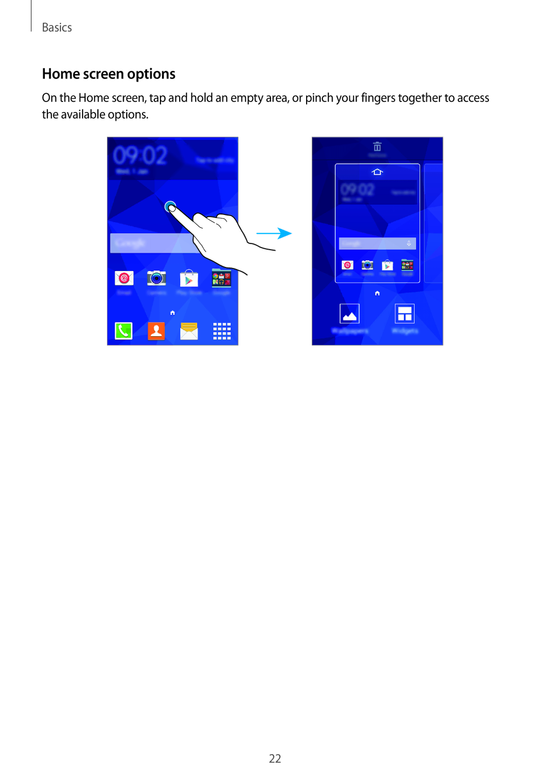 Samsung SM-G316HHAHKSA, SM-G316HRWHKSA manual Home screen options 