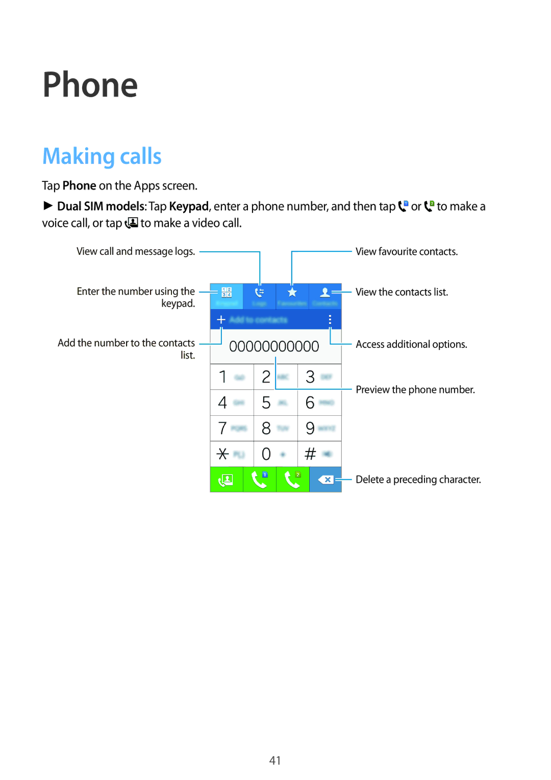 Samsung SM-G316HRWHKSA, SM-G316HHAHKSA manual Phone, Making calls 