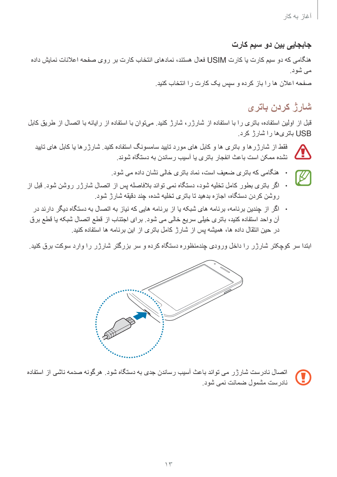 Samsung SM-G316HRWHKSA, SM-G316HHAHKSA manual یرتاب ندرک ژراش, تراک میس ود نیب ییاجباج 