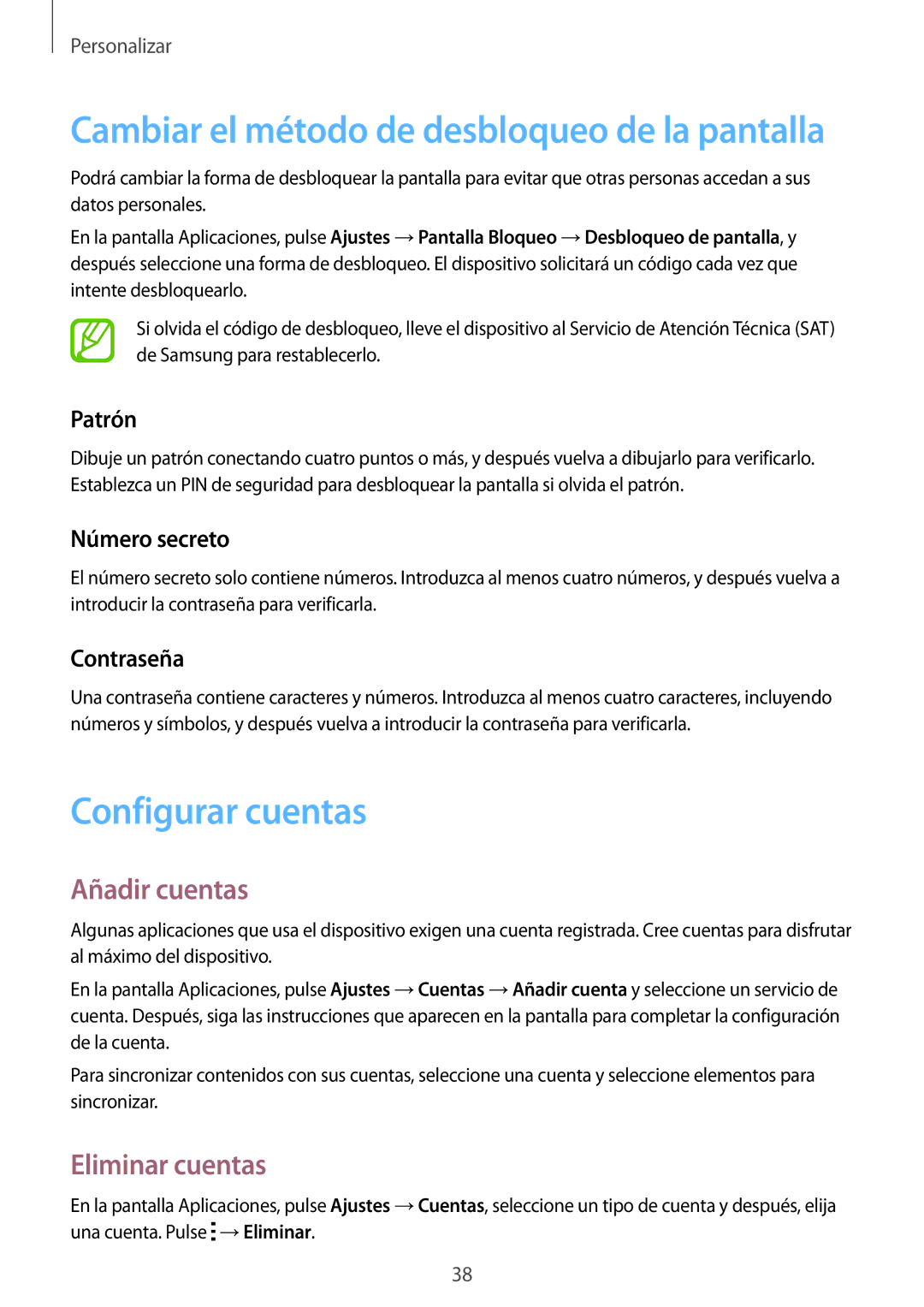 Samsung SM-G318HRWAPHE manual Configurar cuentas, Añadir cuentas, Eliminar cuentas 