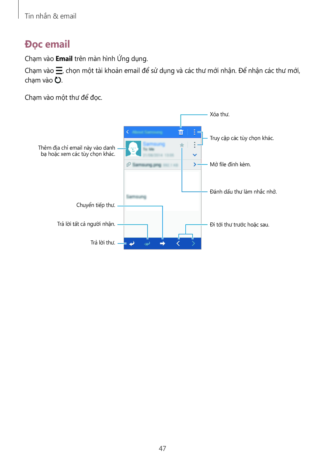 Samsung SM-G318HZKZXXV, SM-G318HRWZXXV manual Đọc email 