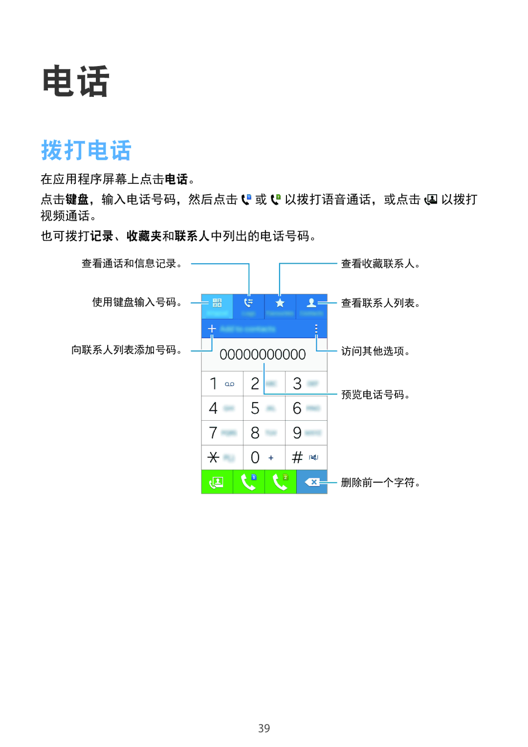 Samsung SM-G318HZKZXXV, SM-G318HRWZXXV manual 拨打电话 