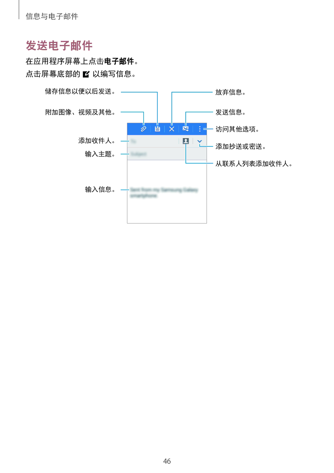 Samsung SM-G318HRWZXXV, SM-G318HZKZXXV manual 发送电子邮件 