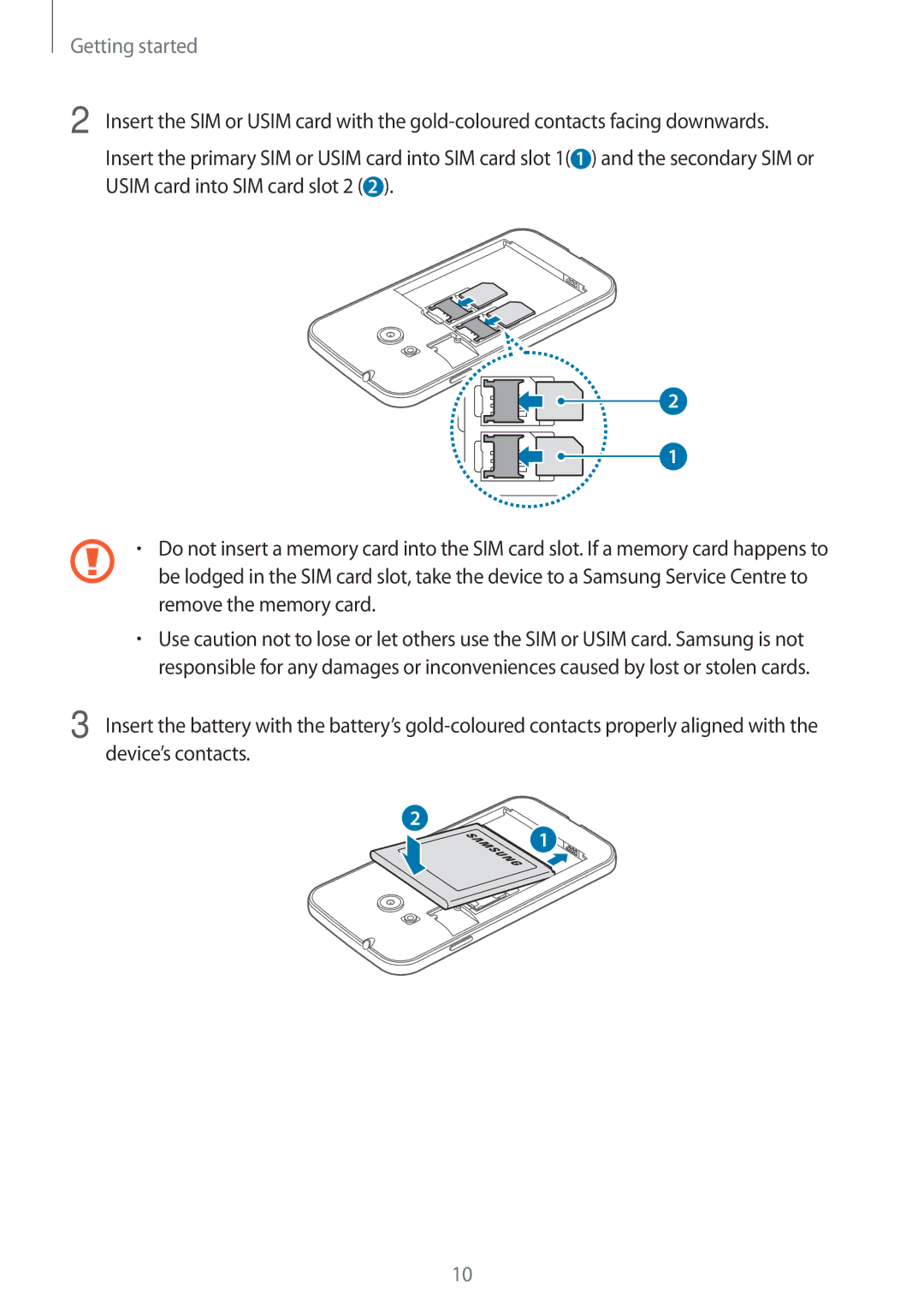 Samsung SM-G318HRWZXXV, SM-G318HZKZXXV manual Getting started 