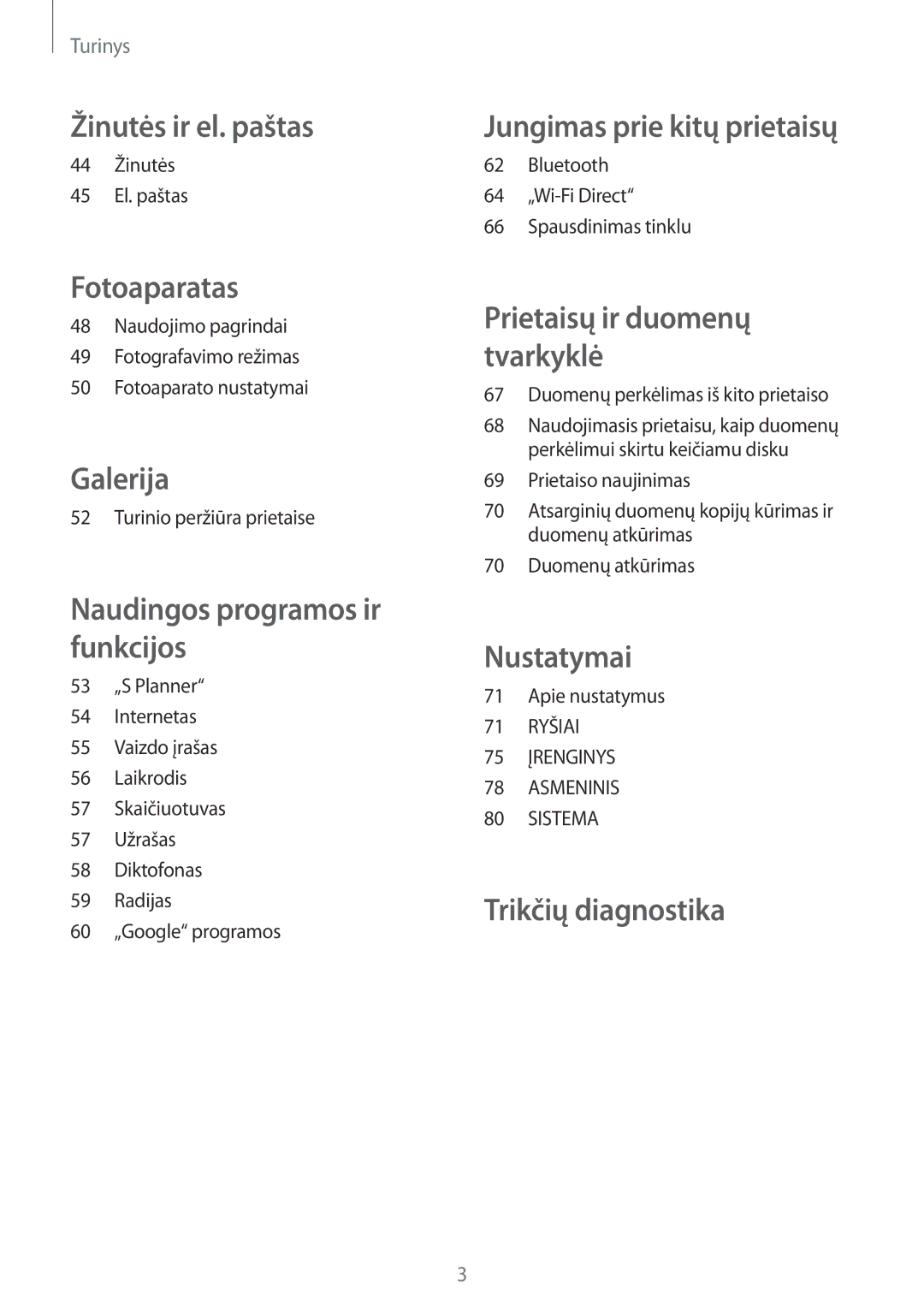 Samsung SM-G318HRWASEB, SM-G318HZKASEB manual Žinutės ir el. paštas 