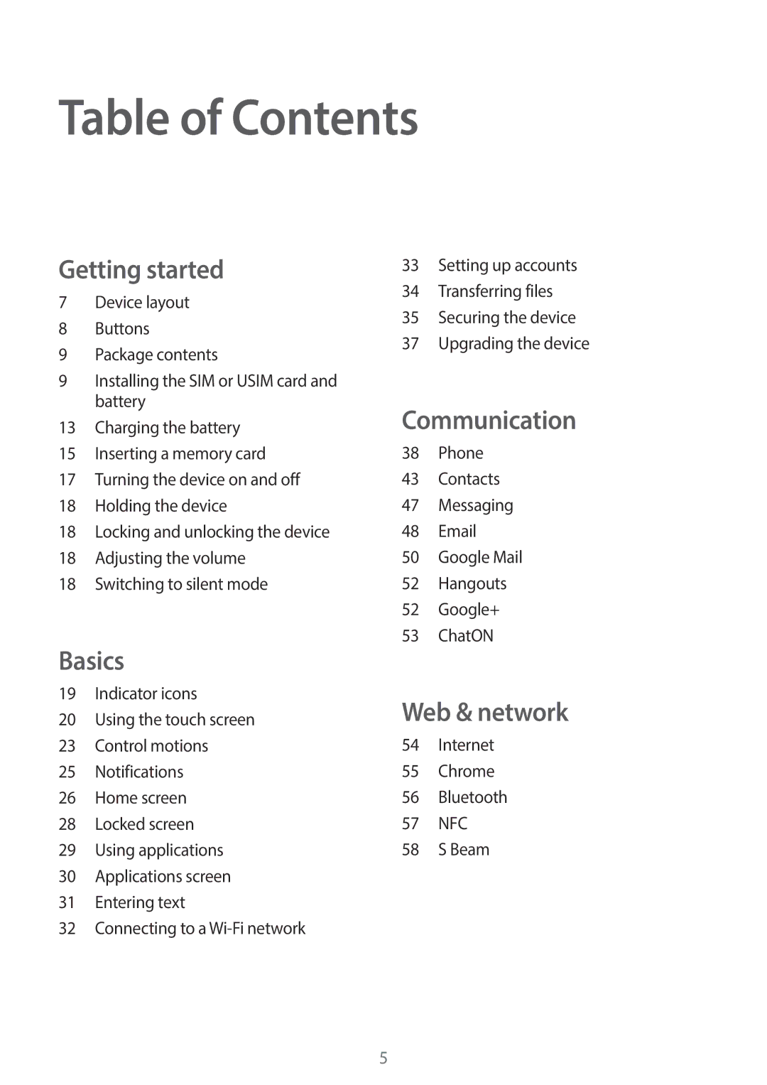 Samsung SM-G3500ZWAXEO, SM-G3500ZIADBT, SM-G3500ZWATPL, SM-G3500ZWATMN, SM-G3500ZKAPRT, SM-G3500ZKADBT manual Table of Contents 