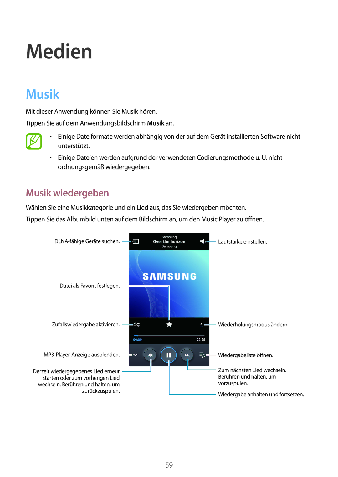 Samsung SM-G3500ZKATMN, SM-G3500ZIADBT, SM-G3500ZWATPL, SM-G3500ZWATMN, SM-G3500ZKAPRT manual Medien, Musik wiedergeben 