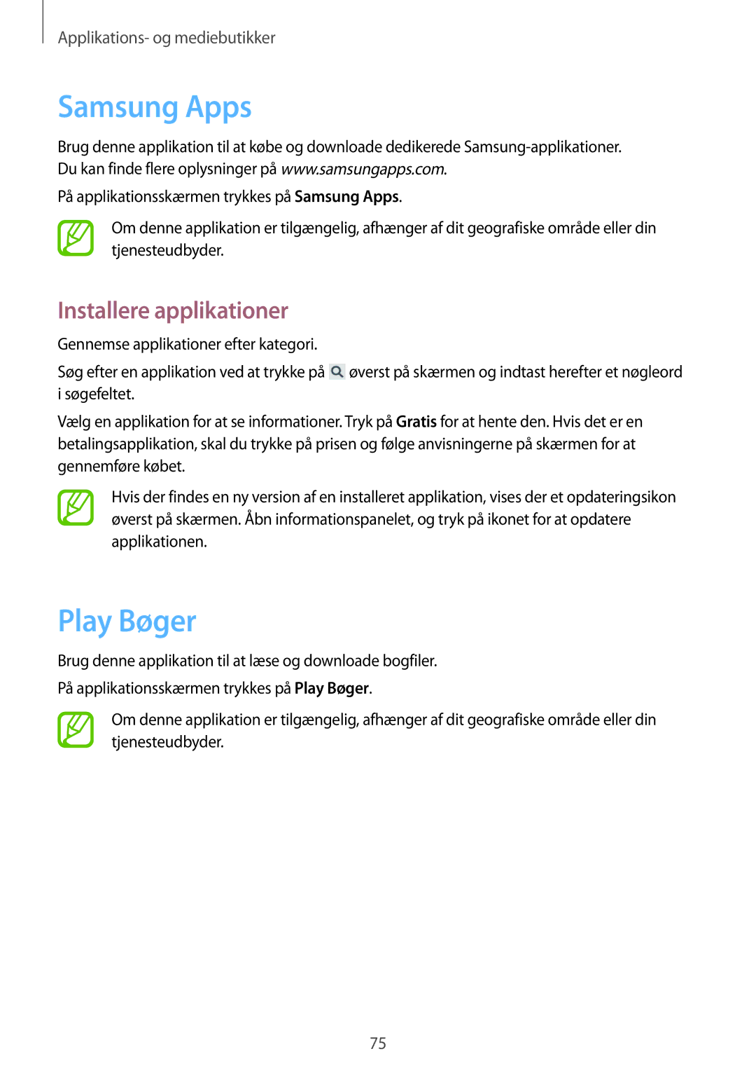 Samsung SM-G3500ZKANEE, SM-G3500ZWANEE, SM-G3500ZIANEE manual Samsung Apps, Play Bøger 