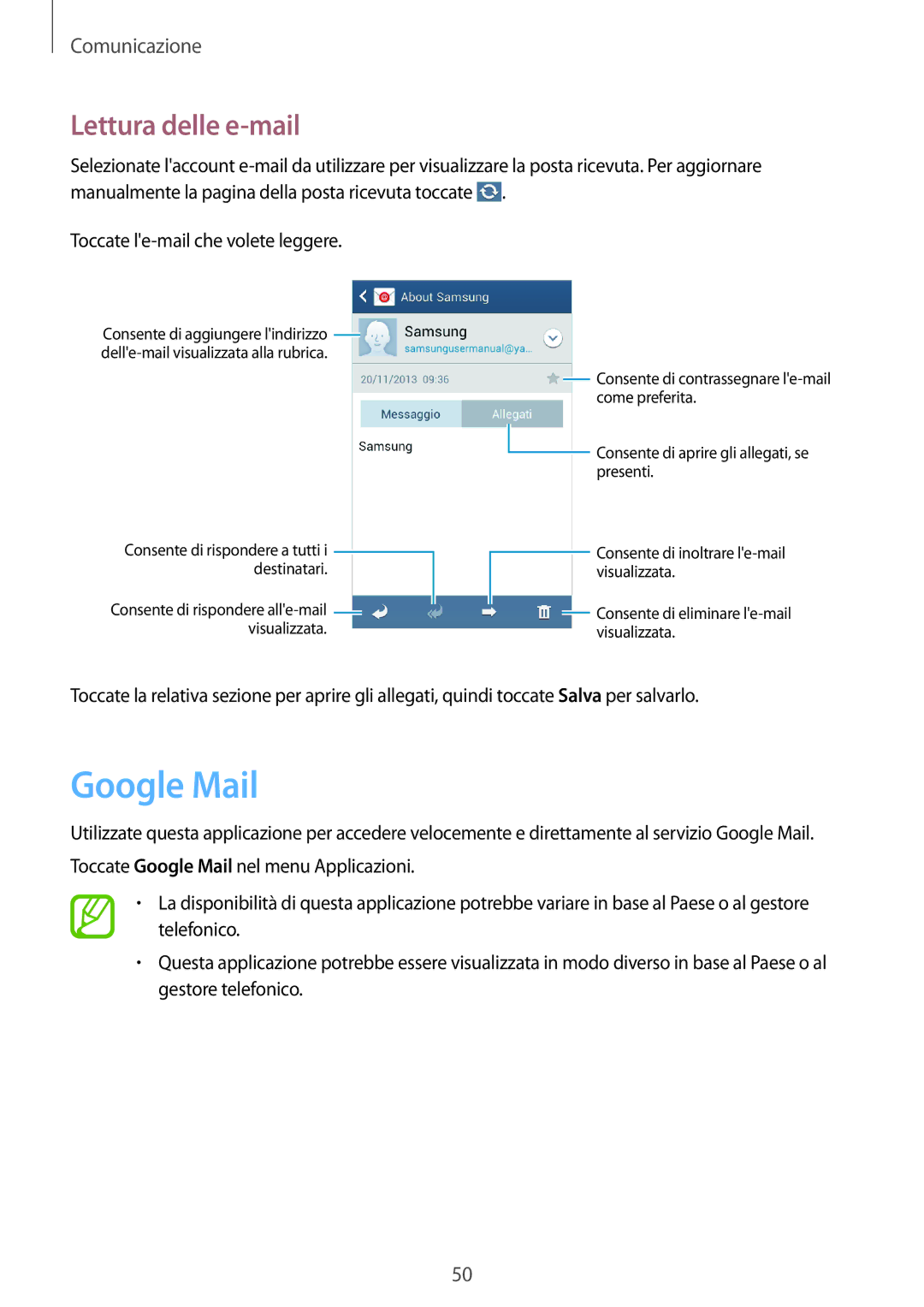 Samsung SM-G3500ZWAITV, SM-G3500ZWATPL, SM-G3500ZKAPRT, SM-G3500ZWAPRT, SM-G3500ZKAXEO manual Google Mail, Lettura delle e-mail 